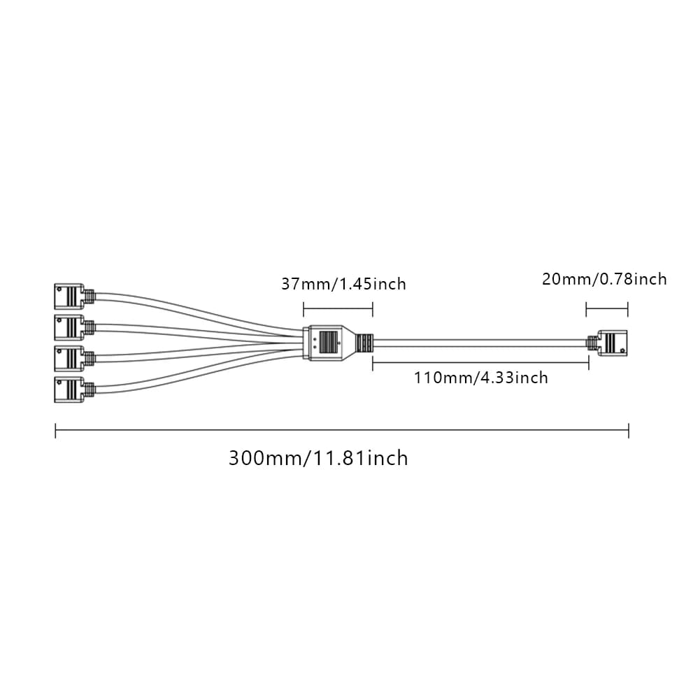 Splitter ARGB 5V 3PIN, connettore da 1 a 2/3/4, cavo di prolunga per scheda madre, sincronizzazione resistente alla trazione per ventole e strisce luminose PC