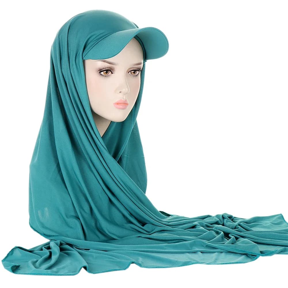 Fashion Musilm Women Hijab with Base Ball Cap Women Hat with Plain Hijabs Brim Cap Ready To Wear Turban Instant Hijabs Turbante