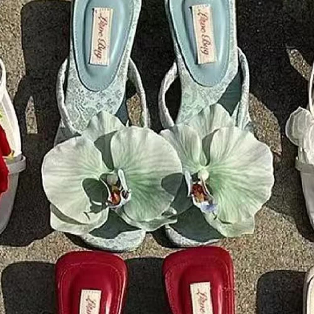 1 Pair Simulation Coloful Thai Fairy Butterfly Flower Shoe Buckles Butterfly Orchid Phalaenopsis Shoe Flower Sandals