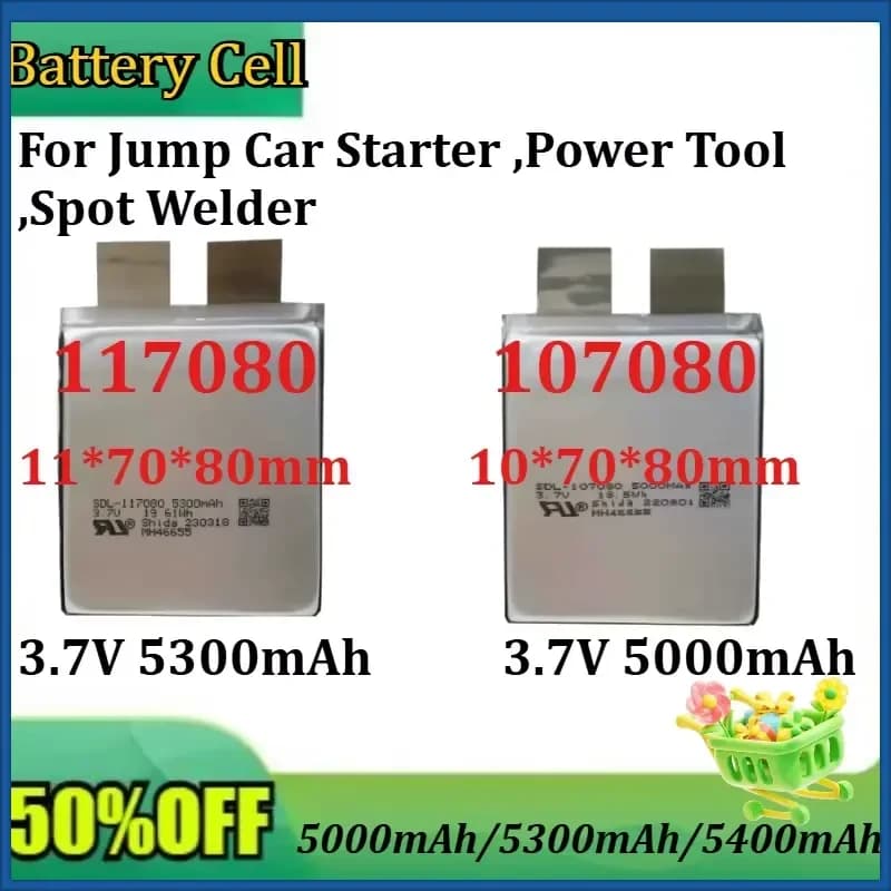 New 3.7V 35C 107080-5000mAh 117080-5300mAh DIY Weld 2S 3S Battery Cell for Jump Car Starter ,Power Tool ,Spot Welder