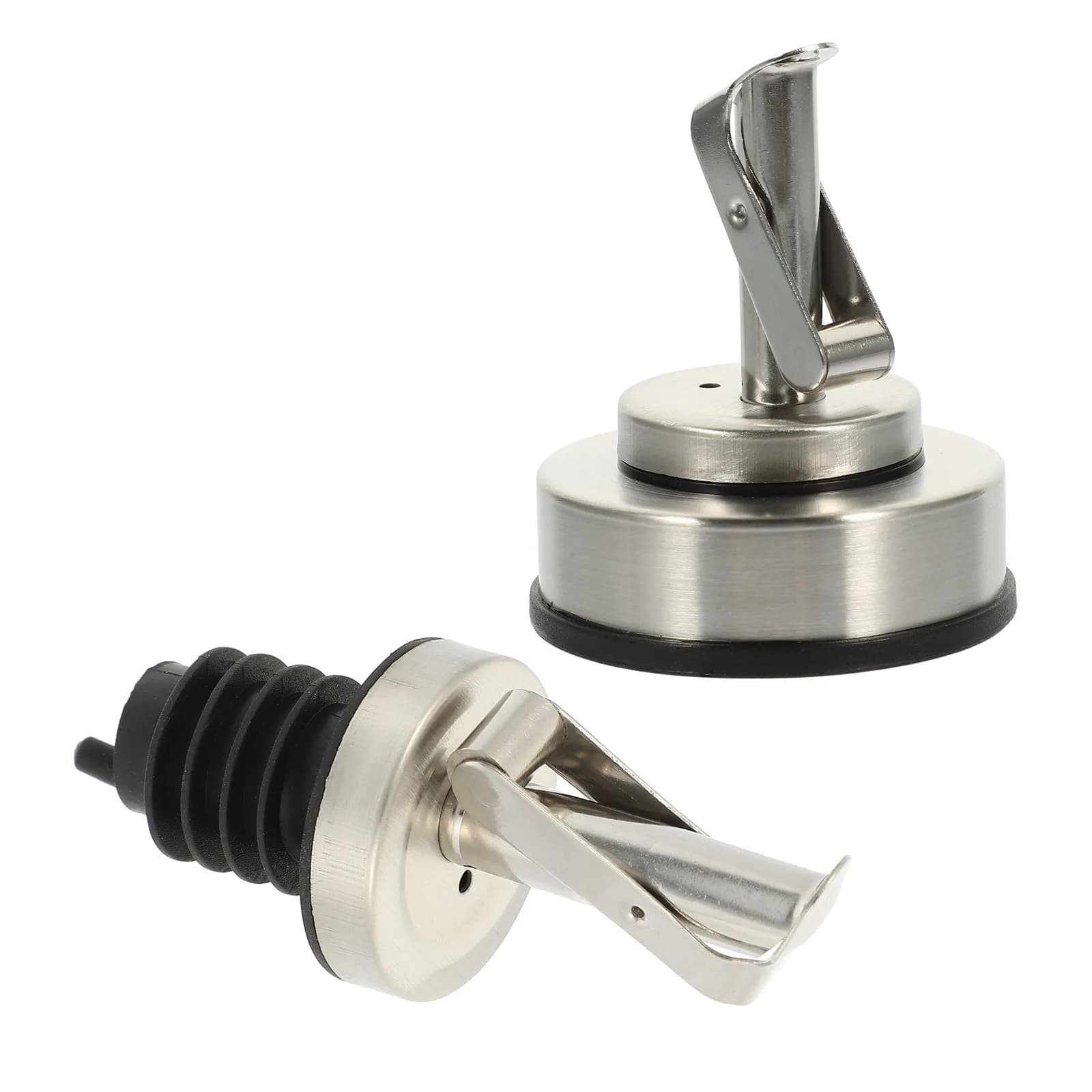 Set di 2 tappi per bottiglie d'olio, professionali, in acciaio inossidabile e plastica, con beccuccio versatore per bottiglie di olio d'oliva, salsa di soia e aceto