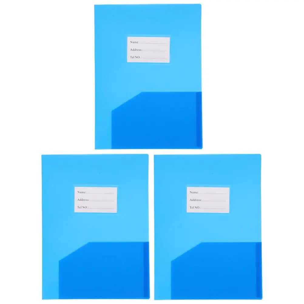 Set di 3 Cartelle Portadocumenti A4 in Plastica con Doppia Tasca per Ufficio, Casa, Ristorante, Scuola, Sala Riunioni