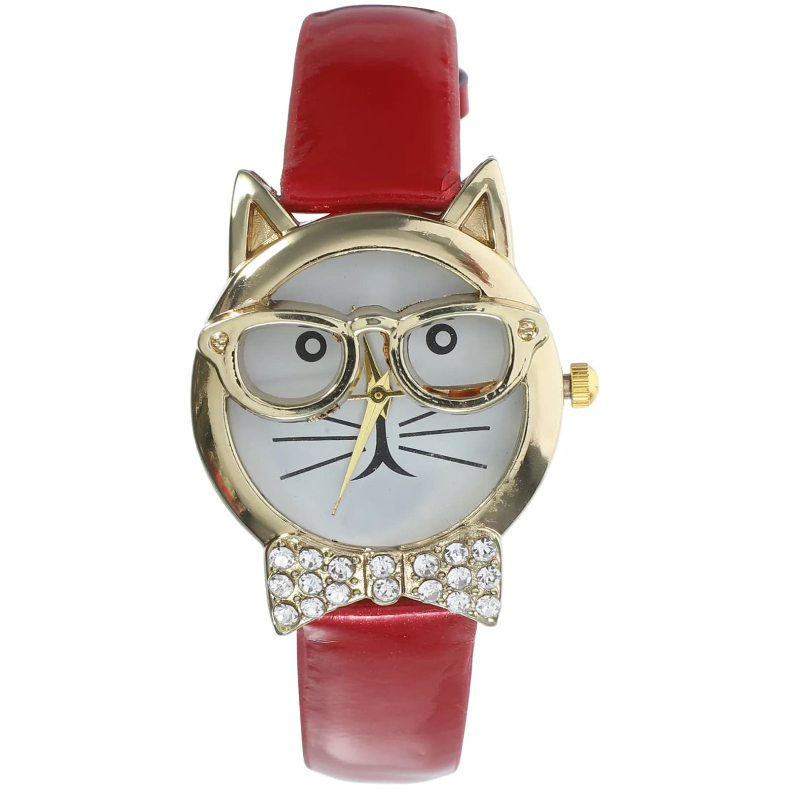 Orologio da polso da donna con faccina di gatto, design a cartone animato, orologio decorativo, cinturino regolabile, leggero, alla moda, per l'uso quotidiano e formale