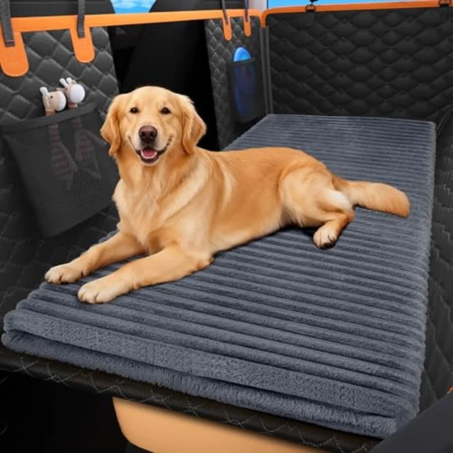 Backseat Pet Bed Mat, Non-Slip Dog Bed for Car Back Seat, Washable Travel Pet Mat with Removable Cover, Dog Seat Covers Protect