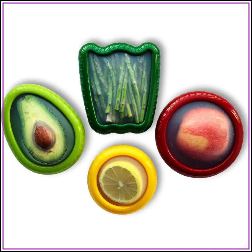 Avocado Saver & Onion Storage - Set of 4 Silicone Containers, Keep Avocados Fresh, Food Storage Pods