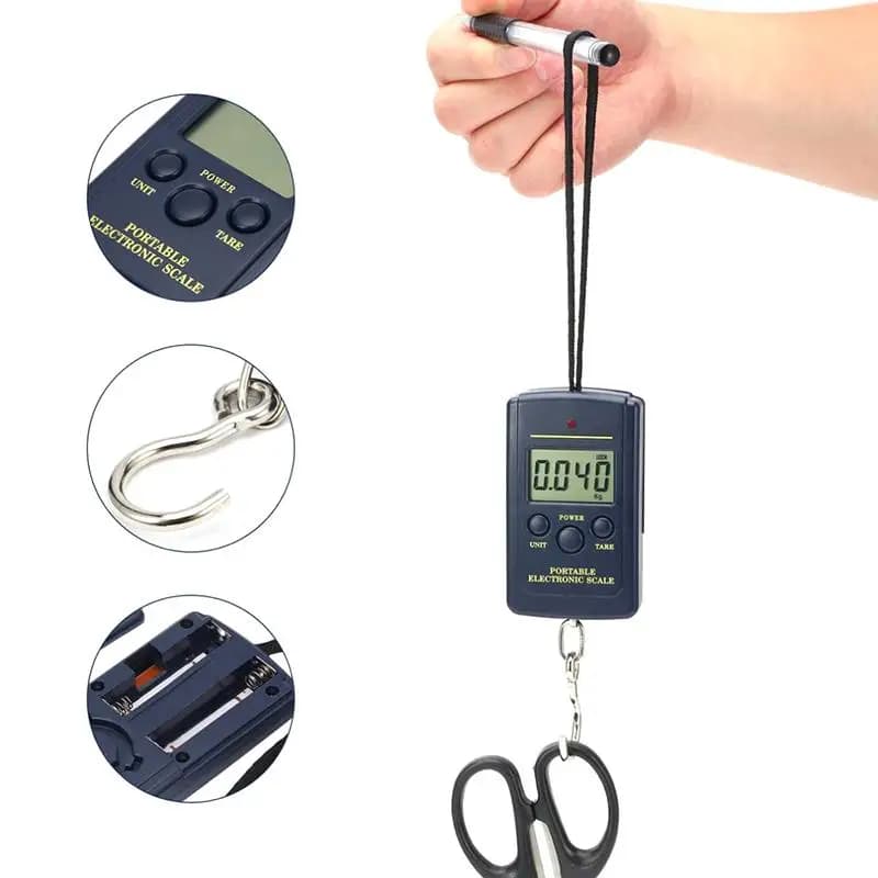 Bilancia Digitale Elettronica Multifunzione da 40kg per Pesca, Valigie e Viaggi, Bilancia Portatile a Gancio per Pesare Oggetti