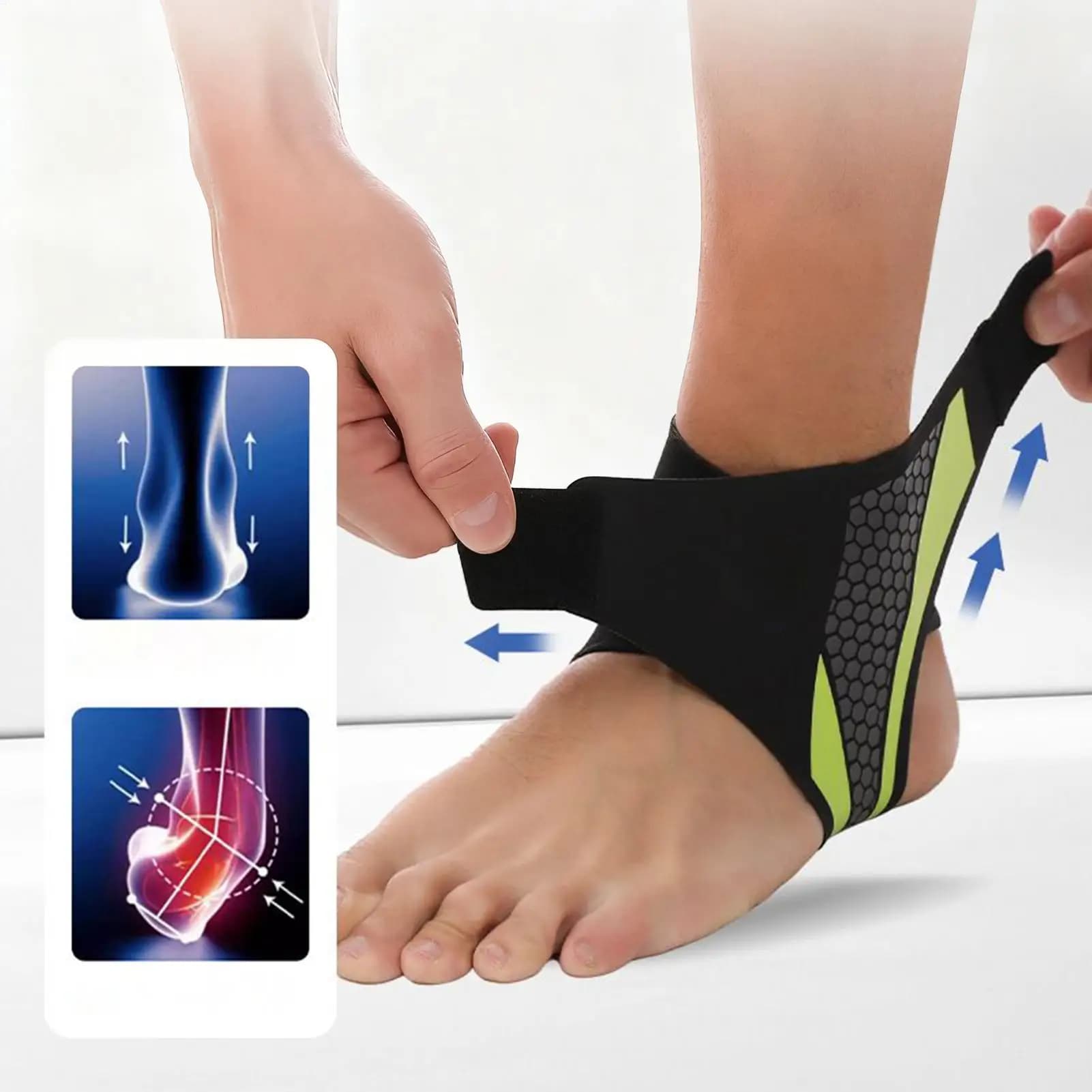 Tutore per caviglia Stabilizzatore per piede regolabile traspirante Avvolgimento per stabilizzatore per caviglia per il recupero da infortuni Basket Pallavolo Sport