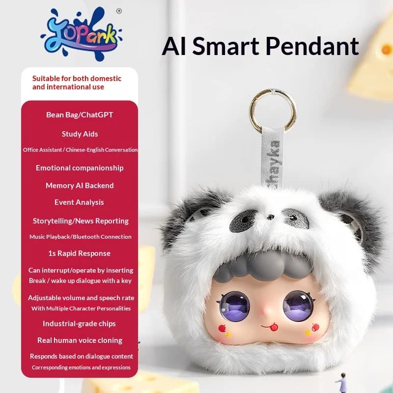 Jopark AI Smart Interactive Companion Plush Toy Soothing Panda Stuffed Doll Backpack Crossbody Bag Charm Gift For Kids Adults