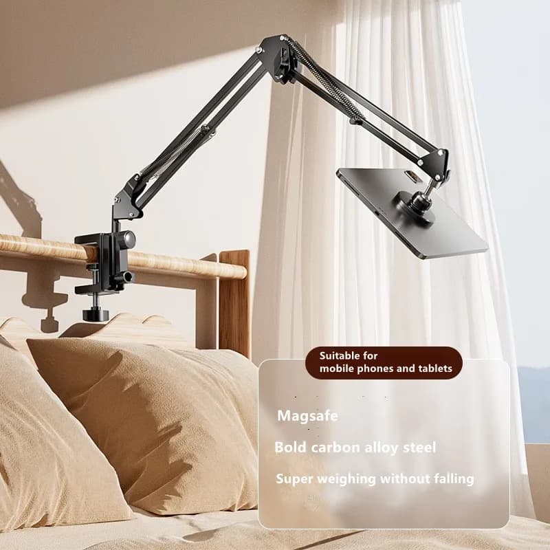 Supporto per telefono con letto magnetico da tavolo per Magsafe iPhone 12 13 14 15 16 Pro Max Supporto per tiro sdraiato con braccio lungo regolabile