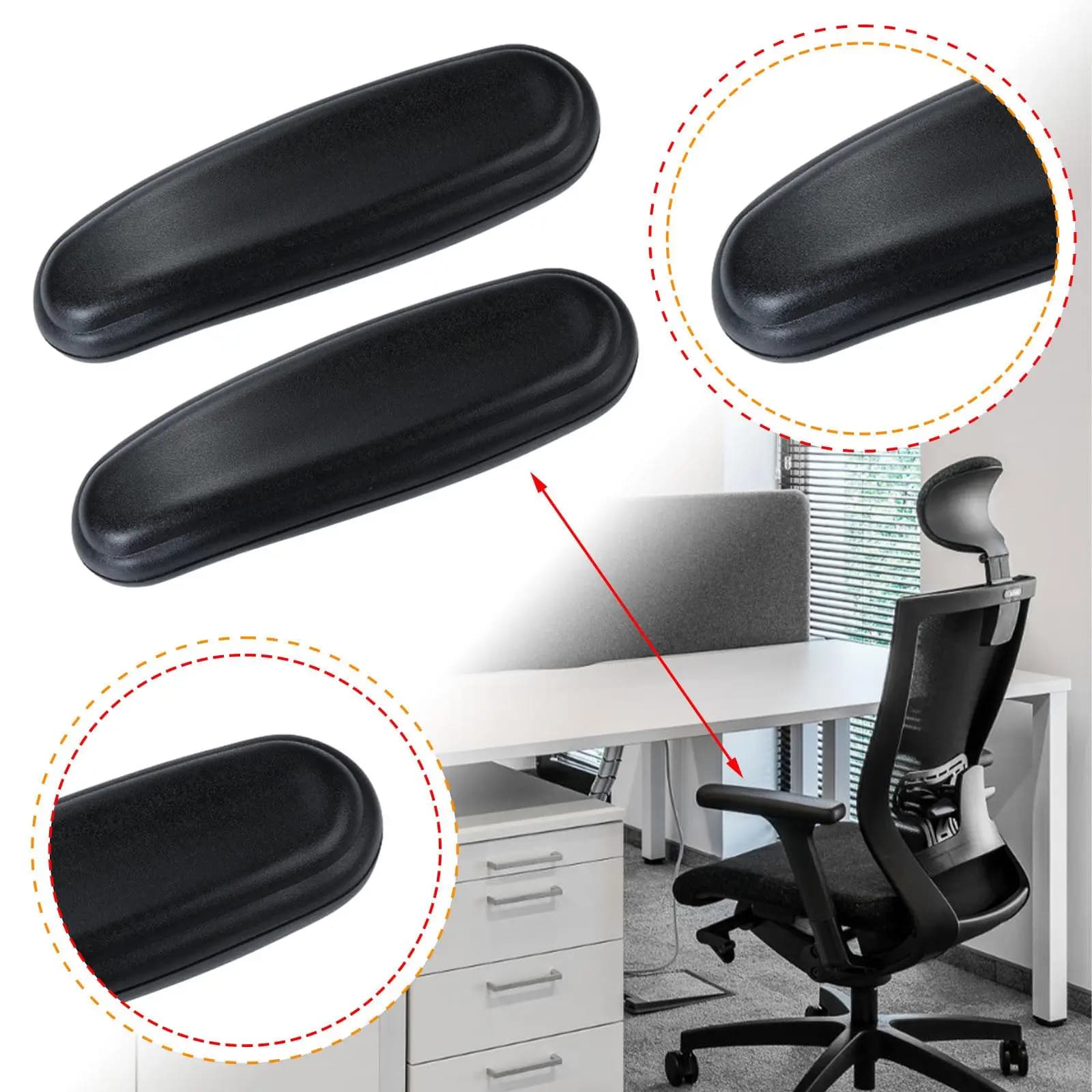Flexible Armrest Pads PU Material Durable Replacement Accessory for Computer Office Gaming Chair