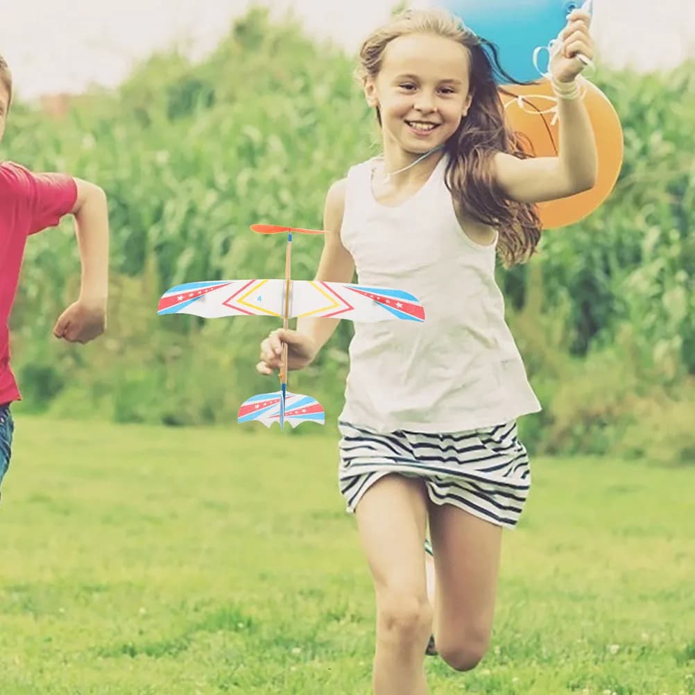 Kit di 8 Aeroplanini a Elastico, Alianti Semplici per Esterni, Divertimento Educativo per Bambini e Adulti