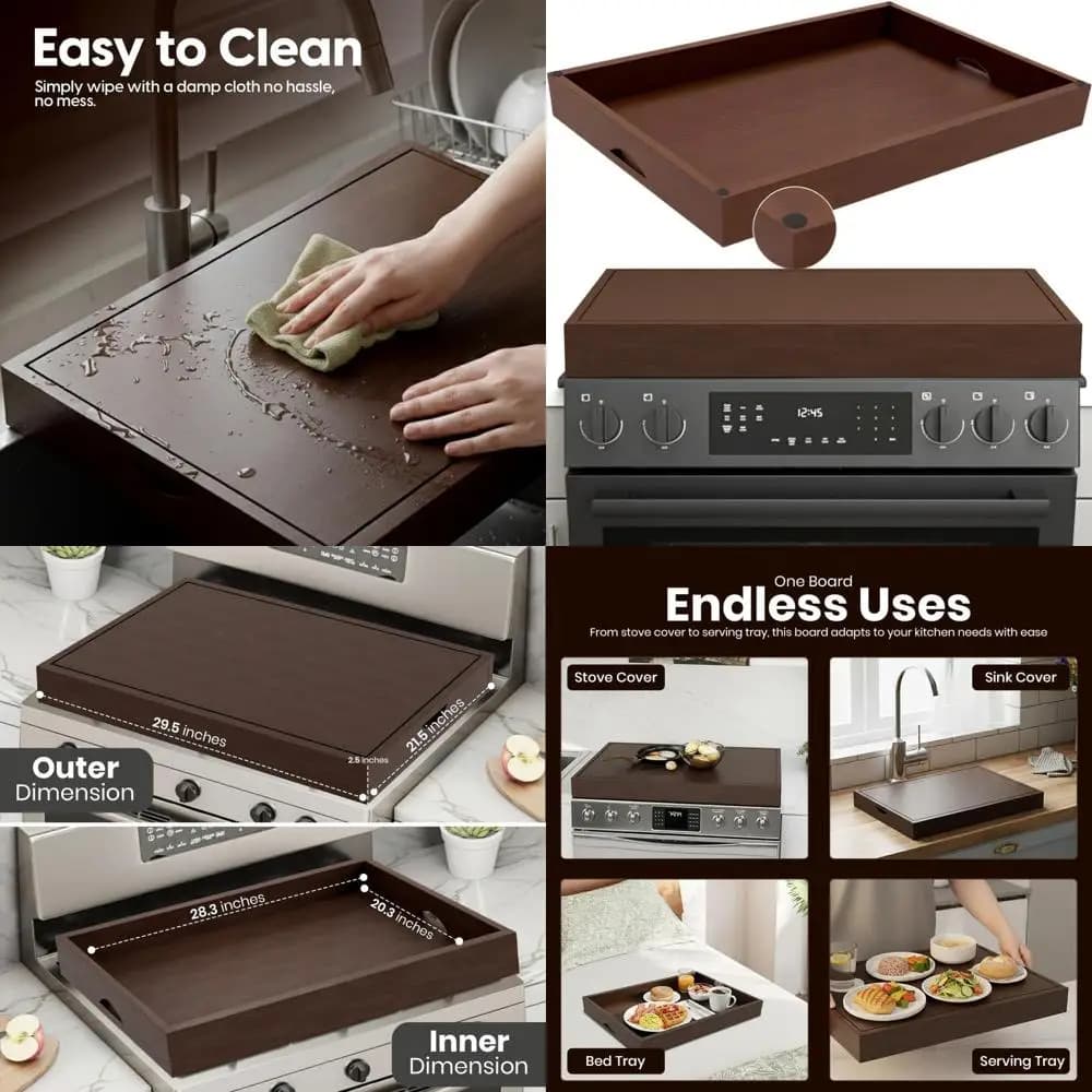 Copertura per piano cottura in legno, gas ed elettrico | Salvaspazio per Cucina con Maniglie