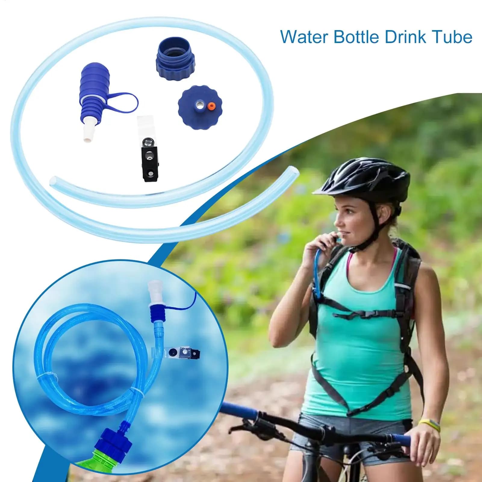 Tubo per borraccia da 95 cm per ciclismo e campeggio, sacca idrica facile da usare con sistema di fissaggio a morsetto e kit tubo flessibile
