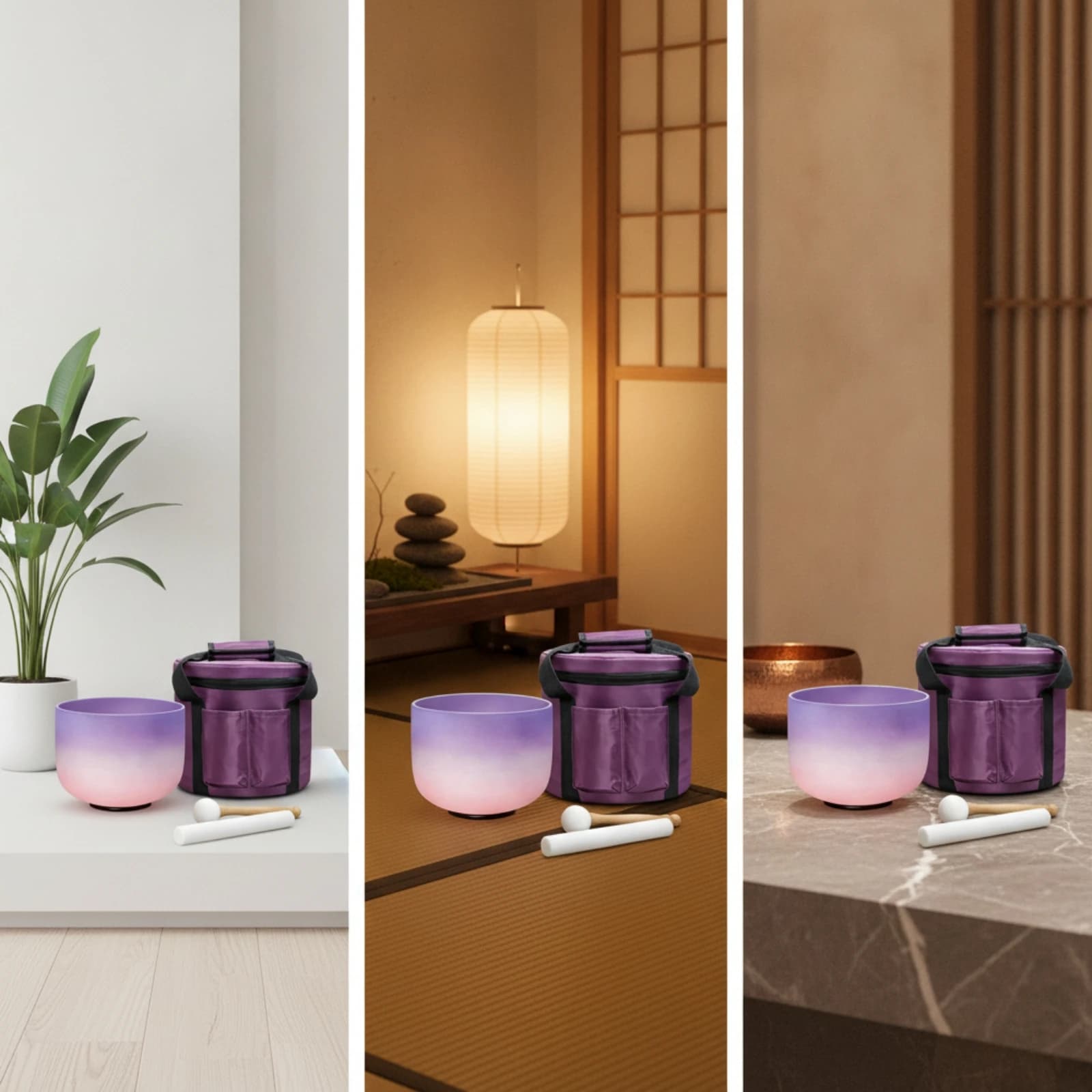 Singing Bowl with Carrying Bag Portable Crystal Singing Bowl B-Note Padded for Sound Therapists, Meditation Areas