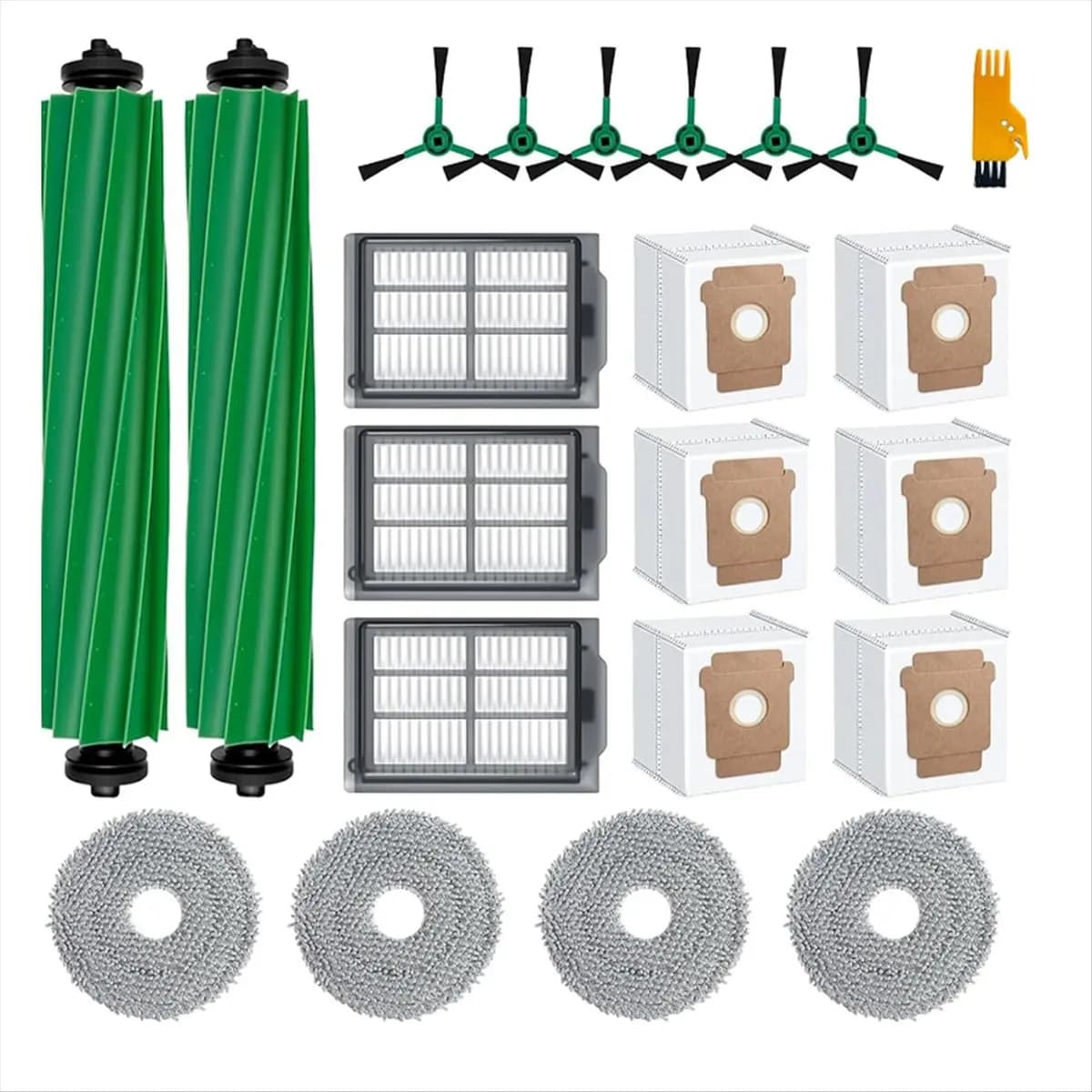 Set di 22 Accessori A03V per IRobot Roomba Plus 505/405, Spazzole Principali e Laterali, Panni, Filtri, Sacchetti per la Polvere