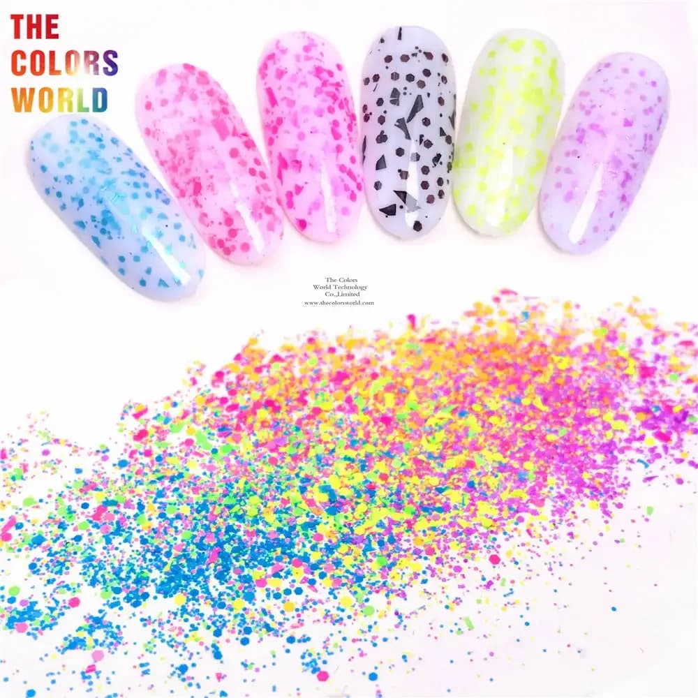 TCT-879 Mix Chunky Shard Nails Art Glitter Neon Spring Colors paillettes per Paint Mod Podge Slime smalto per unghie candela cera Playdough