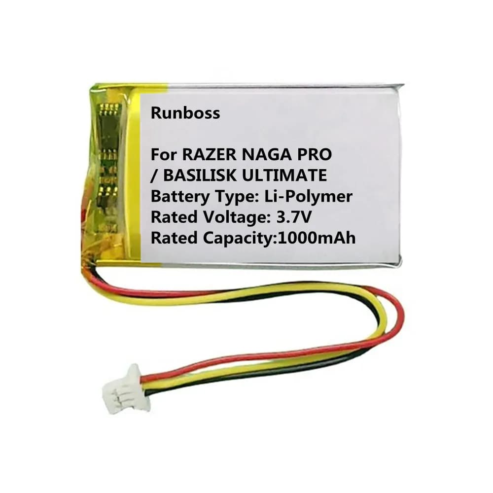 Batteria di ricambio per mouse da 3,7 V 1000 mAh per RAZER Basilisk Ultimate / NAGA PRO, RZ01-03420, 034200100, RC30-031701
