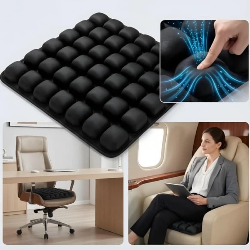 Cuscino da Viaggio Gonfiabile 3D, Supporto Lombare per Sedia da Ufficio, Morbidezza Regolabile, Cuscini per Sedia