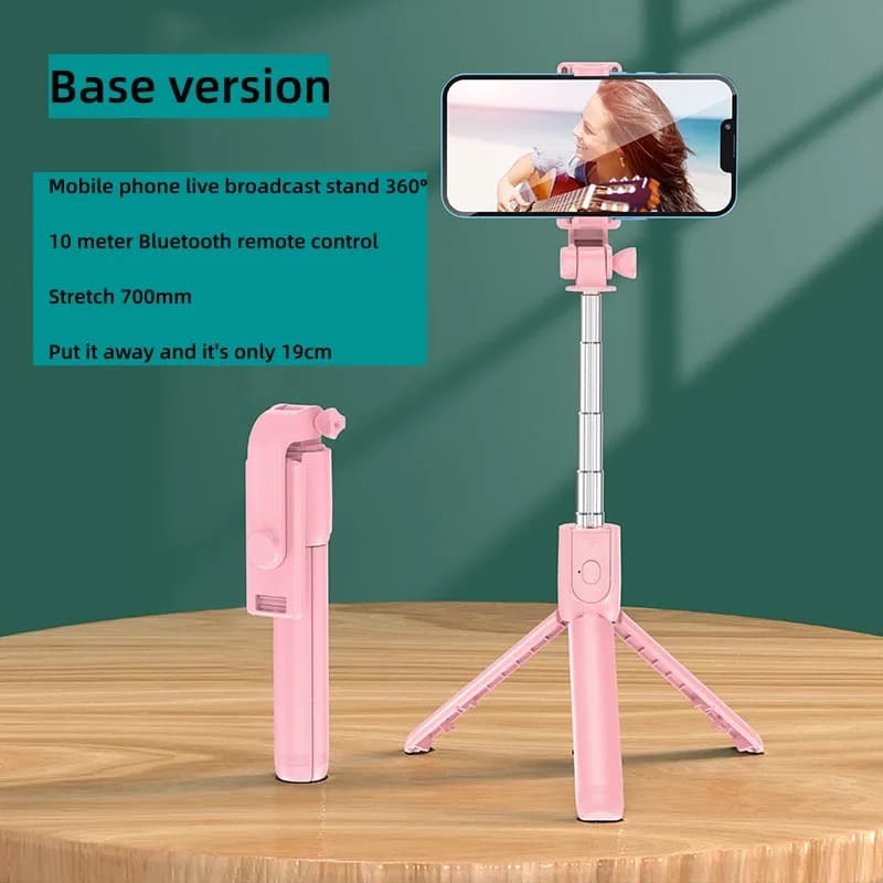 Supporto Retrattile Wireless per Trasmissioni in Diretta, Supporto per Smartphone con Luce LED Dimmerabile e Asta Selfie