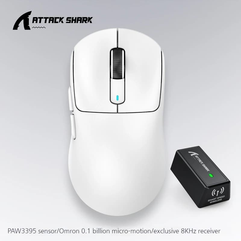 Attack Shark X3pro 8k Three Mode Bluetooth Wireless Mouse Light Sensor Paw3395 Resolution 26000 dpl E-Sport Game Mouse