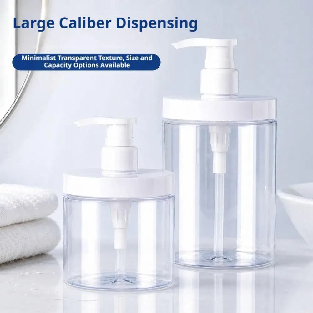 500ml 1000ml Clear Refillable Pump Dispenser Bottle Wide Mouth PET Liquid Soap Dispenser Leak‑Proof Reusable Press Bottle
