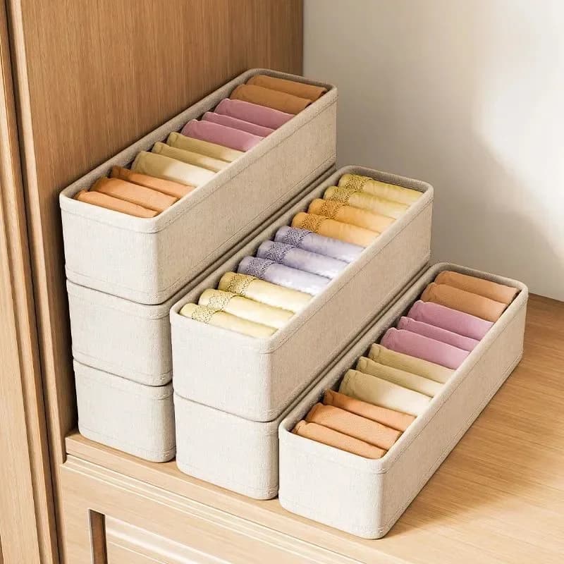1/2/4pcsSlot Clothing Storage Boxes Stackable Foldable Multifunction Underwear Socks Storage Box Organizer for Home Wardrobe
