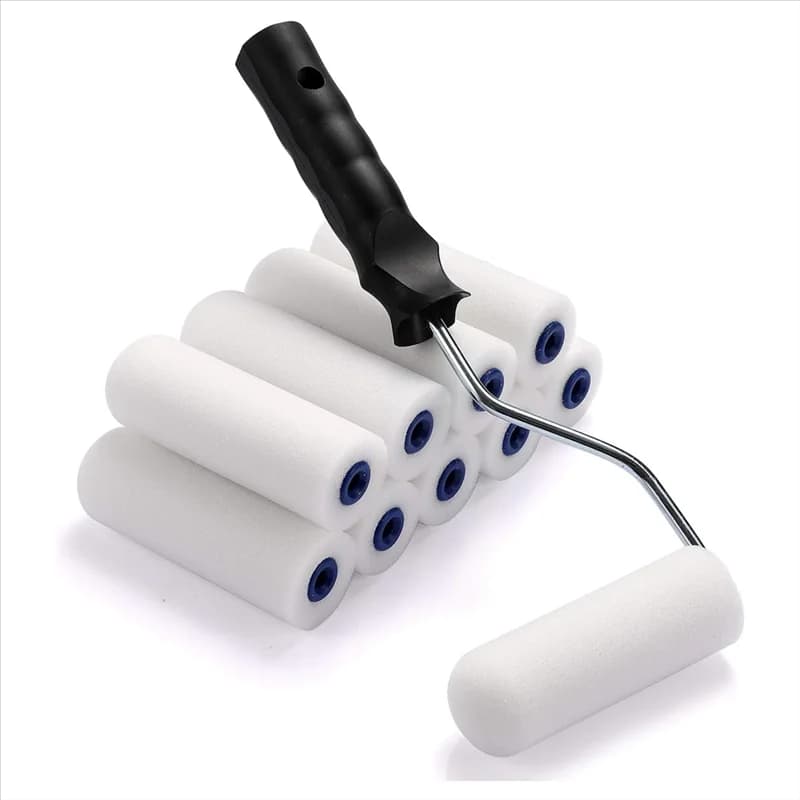 A34R 4Inch Foam Paint Roller, Roller Frame With Mini Paint Roller Cover Replacement With Foam Covered Ends, (12 Pieces)