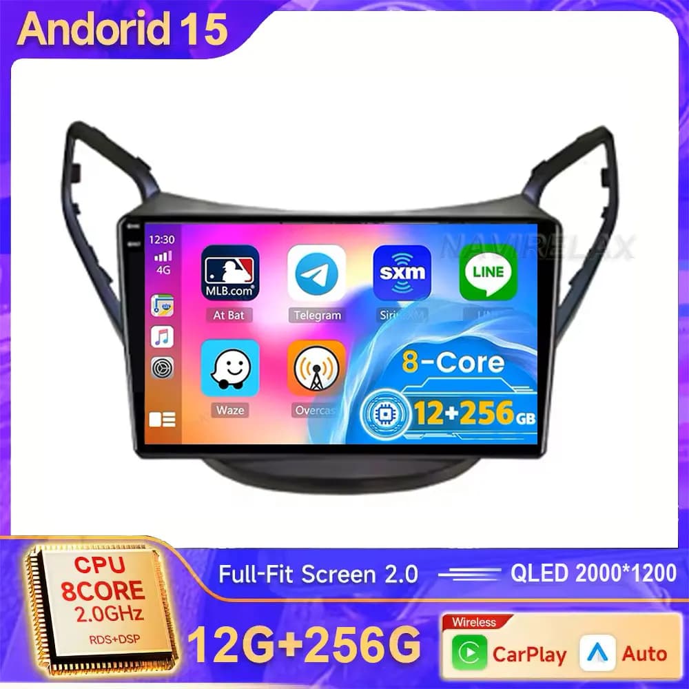 Android 15 Carplay 360 Per Hyundai HB20 2016+ Autoradio Navigatie Multimedia Speler 2Din DVD Auto Stereo WIFI + 4 GCamera