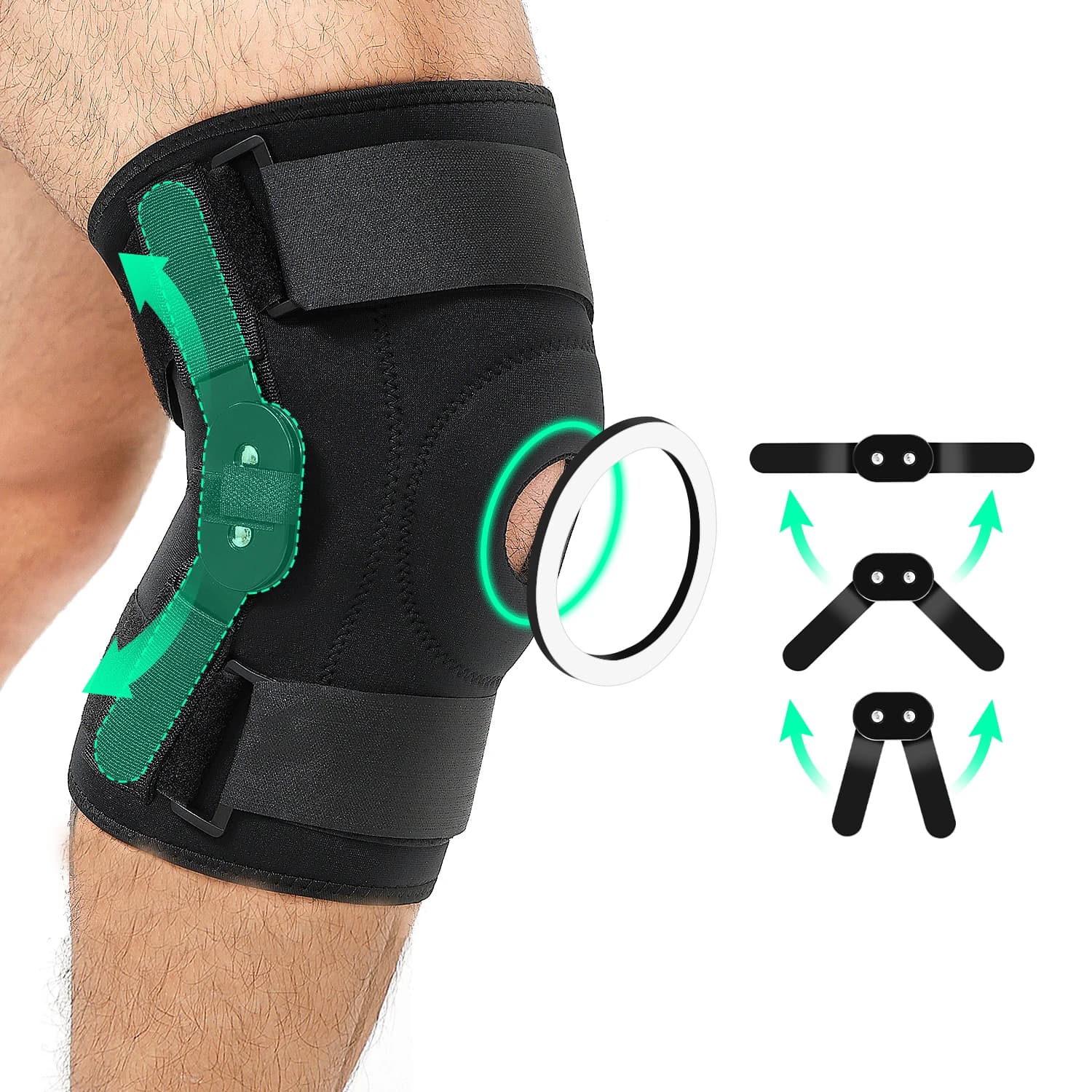 Ginocchiera incernierata per dolore al ginocchio Supporto per ginocchio con stabilizzatori laterali Sollievo dal dolore articolare Artrite Strappo del menisco