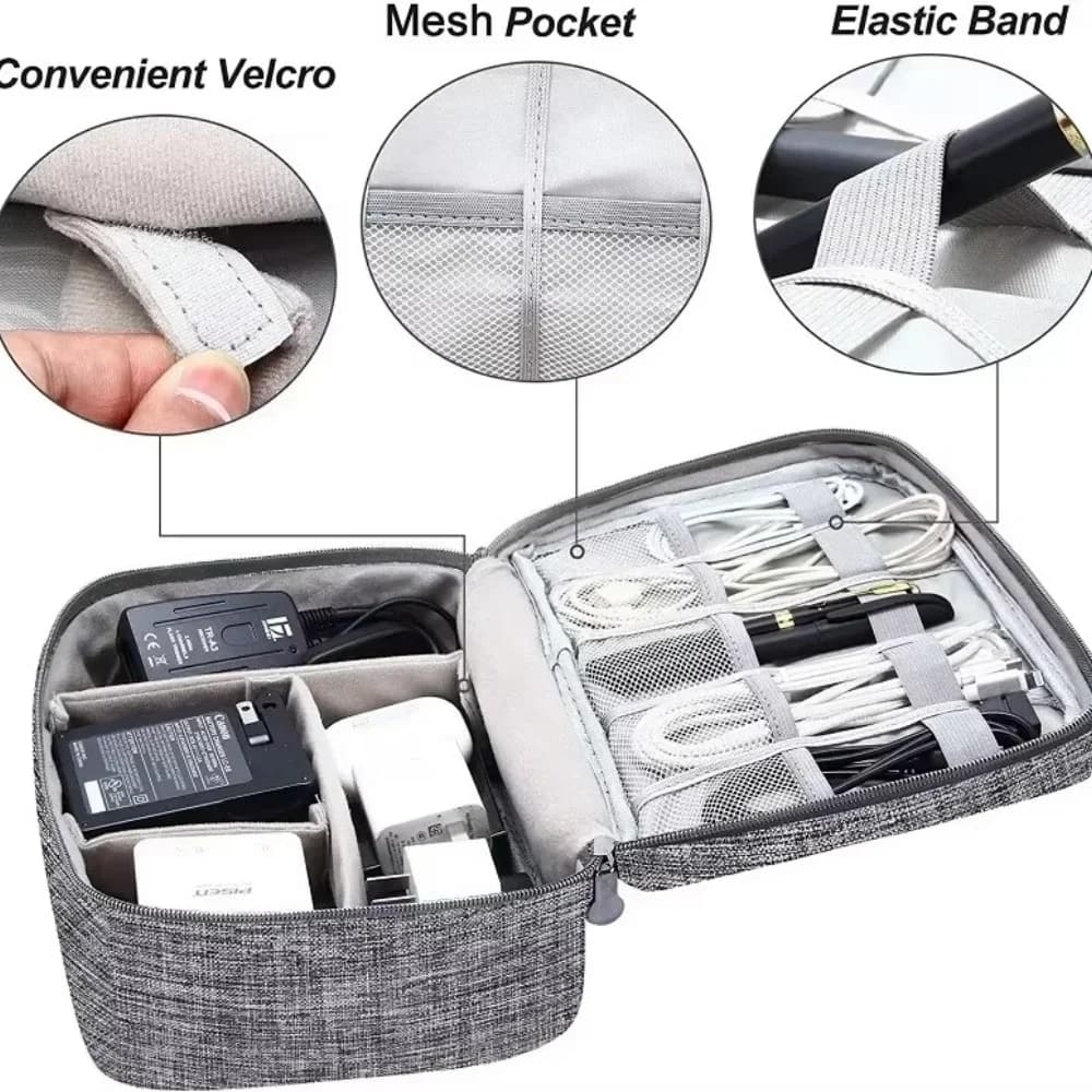 Borsa Portatile per Accessori Elettronici, Organizer Impermeabile per Cavi USB e Dispositivi Digitali