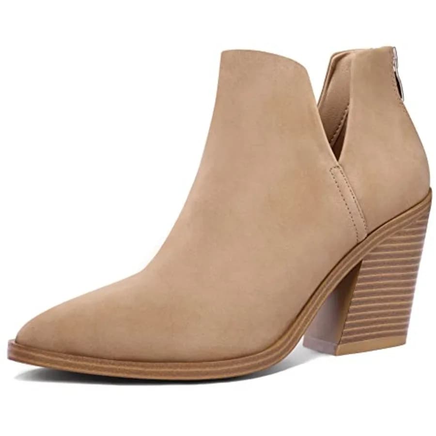 Stivaletti da donna slip-on con taglio a punta e tacco medio spesso a zeppa