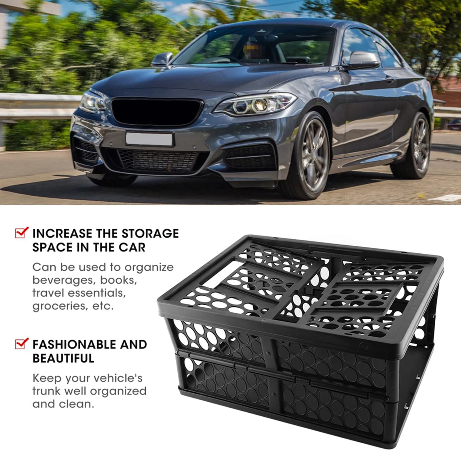 Scatola Portaoggetti per Bagagliaio Auto, Cesto Organizzatore Compatibile con Mercedes Benz A2038400020