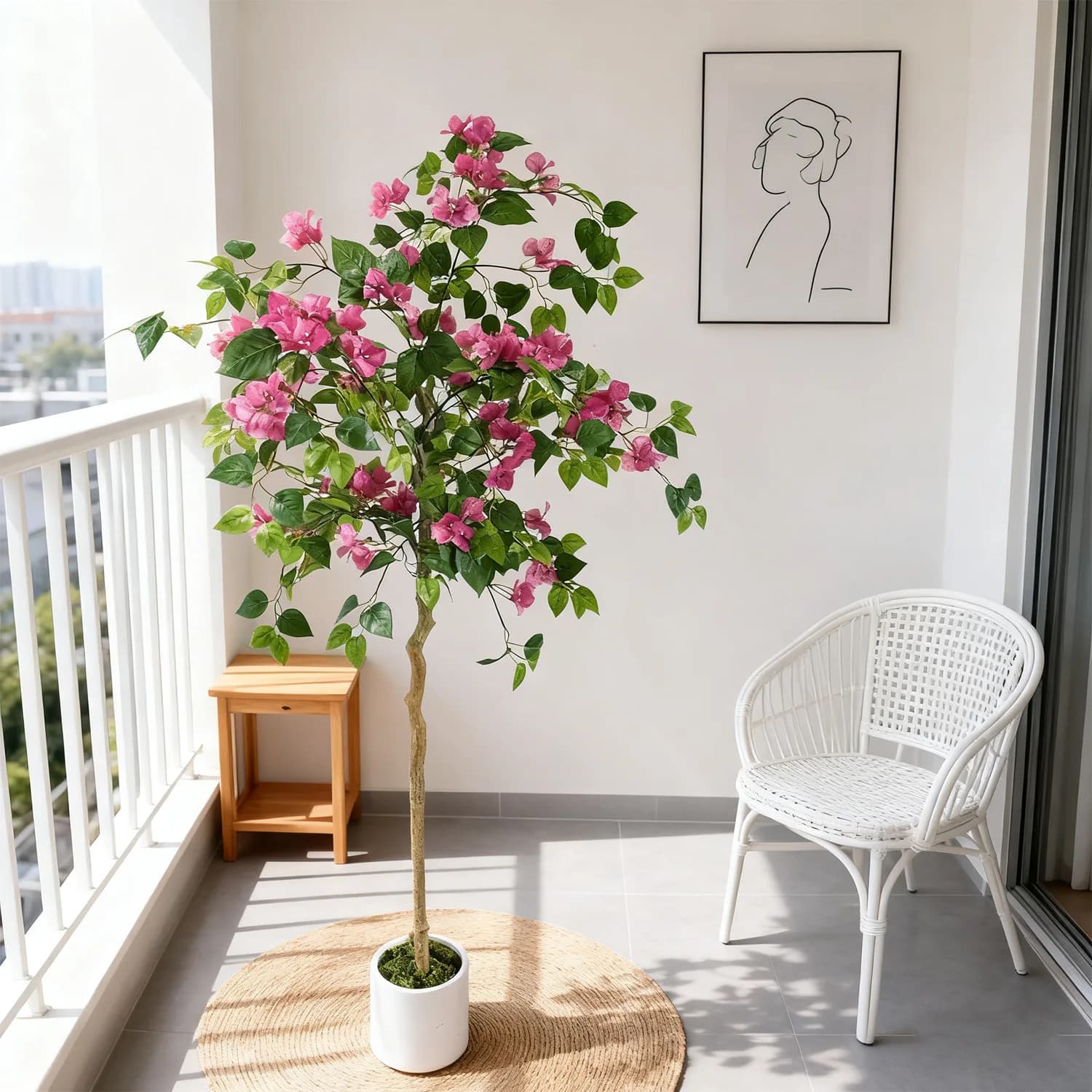 135-170CM Artificial Plum Blossom Tree in Plastic Pot Indoor Home Ornament Realistic Fake Plant for Wedding Home Room Decor