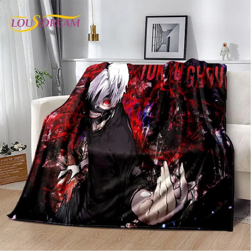 Coperta in morbido peluche con personaggi anime giapponesi di Tokyo Ghoul, coperta in flanella per soggiorno, camera da letto, letto, divano, copertura da picnic