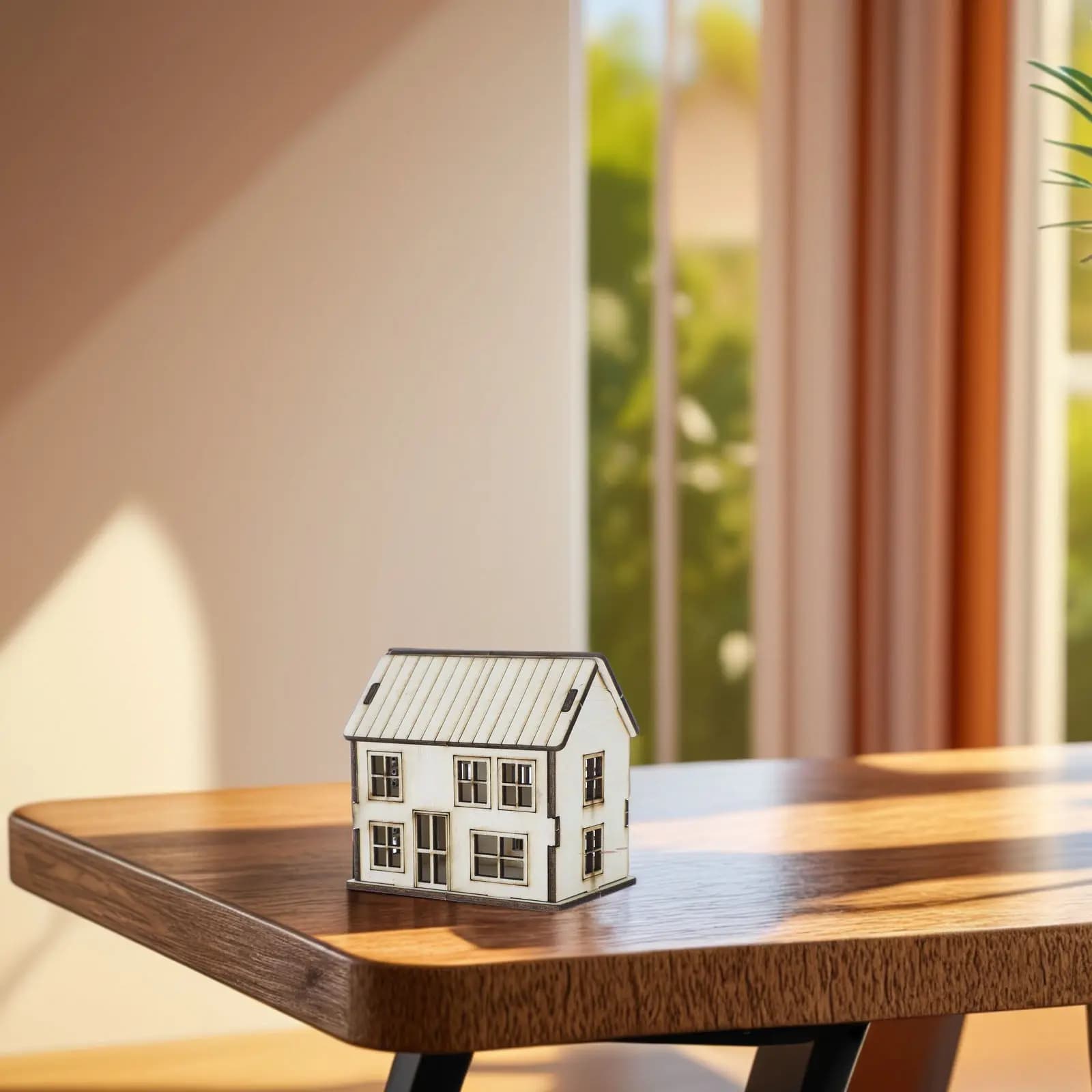 Casetta in Legno in Miniatura Beige, Kit Fai-da-Te Non Finito, Decorazione per Villaggio Natalizio, Micro Paesaggio, Casa in Miniatura Fai-da-Te