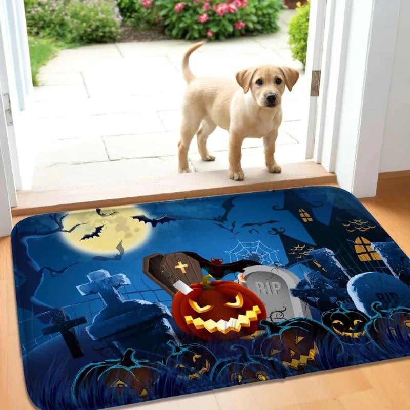 Tappetini per porte con motivo zucca horror di Halloween per decorazioni per interni ed esterni Tappetino per camera da letto Soggiorno Tappetino per bagno con tappeto piccolo