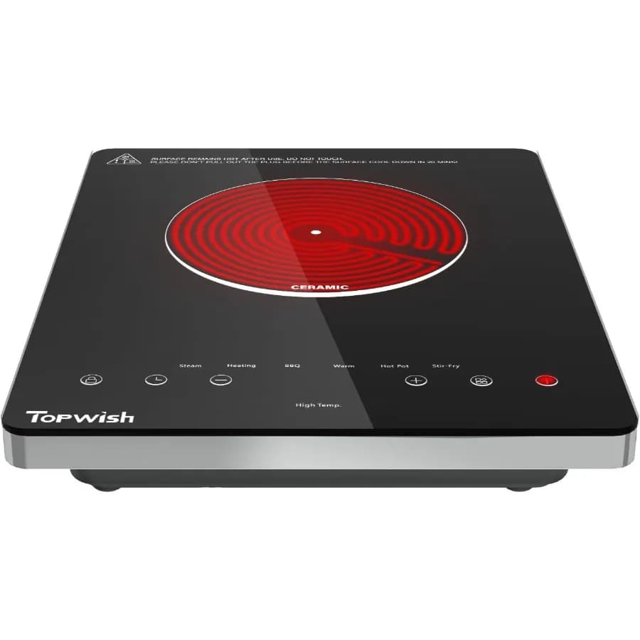 Piano cottura elettrico 110-120V Piano cottura a fuoco singolo con controllo touch LED Blocco bambini Funzione di sicurezza 10 livelli di potenza regolabili R