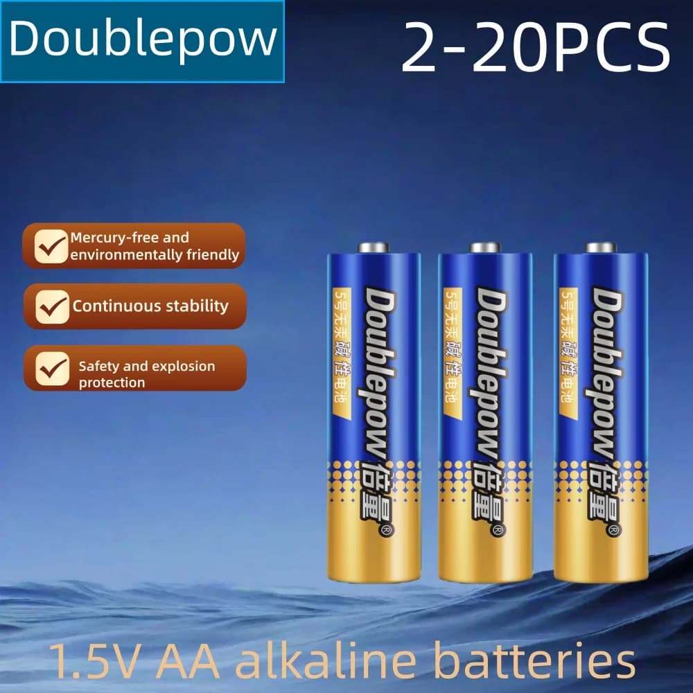 Batterie alcaline AA Doublepow LR6/LR03 n. 5 Batterie Monouso per Giocattoli, Calcolatrici, Serrature, Mouse, Sveglie, Tastierini
