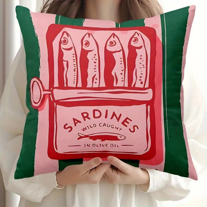 1pc Vibrant Minimalist Food Design Throw Pillow Cover Zippered Polyester Cushion Cas, Decorative Pillowcase
