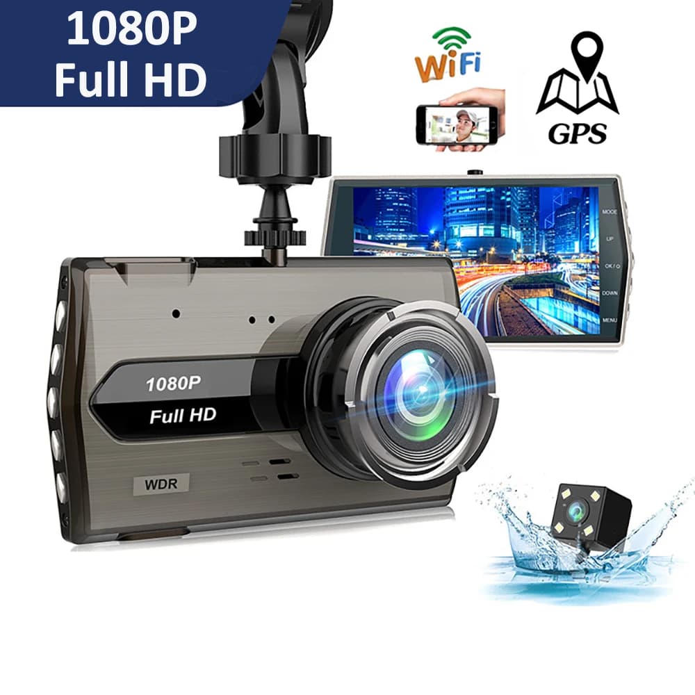 DVR per auto WiFi Dash Cam Vista posteriore 1080P HD Videocamera per auto Videoregistratore per visione notturna Accessori per auto Dashcam Auto Black Box GPS