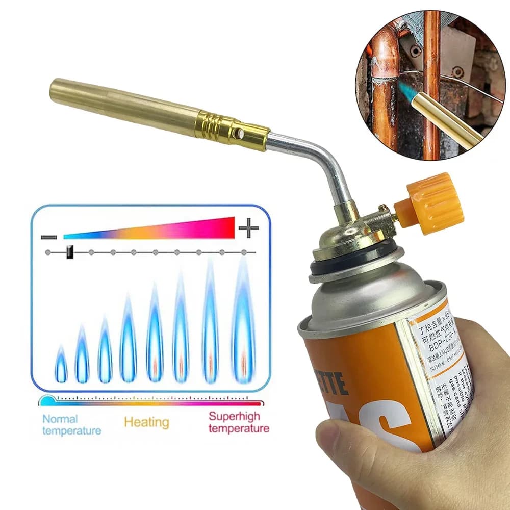 Portable Handheld Flame Gun Outdoor Camping BBQ Heat Gun Butane Burner Welding Gas Torch Brazing Flamethrower for Soldering