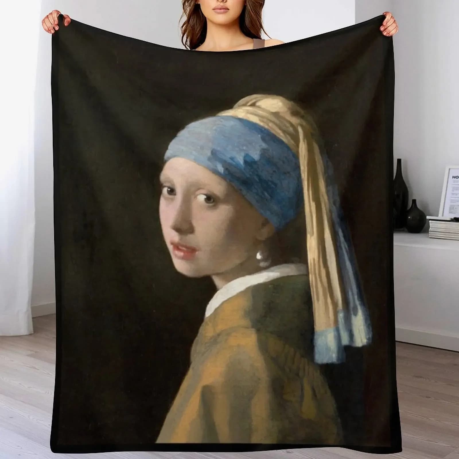 Girl with a Pearl Earring Throw Blanket Year Round Soft Comfortable Blanket for Home