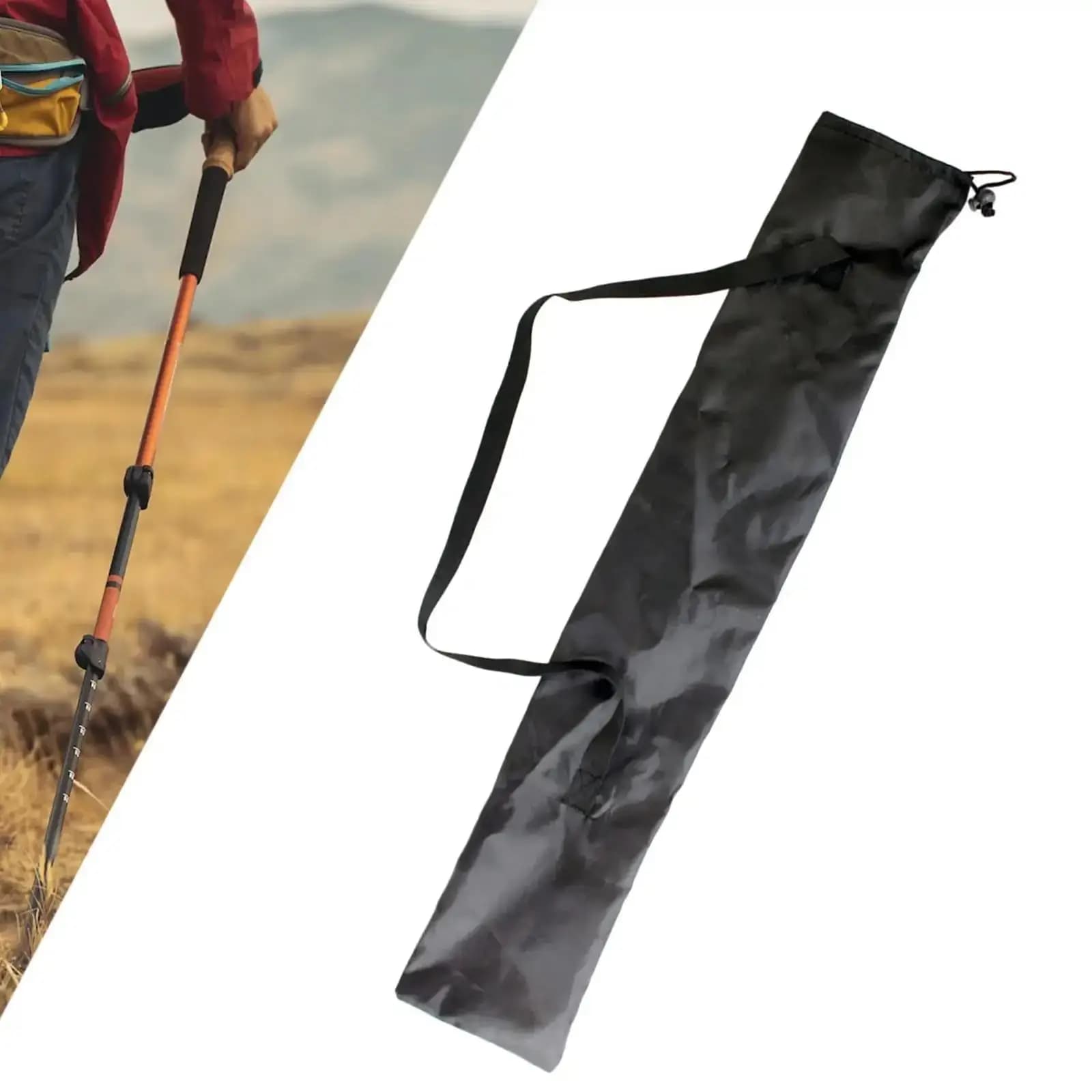 Transport bag for walking sticks for hot sale, trek stick bag with folding portable nylon coulisse for trekking,