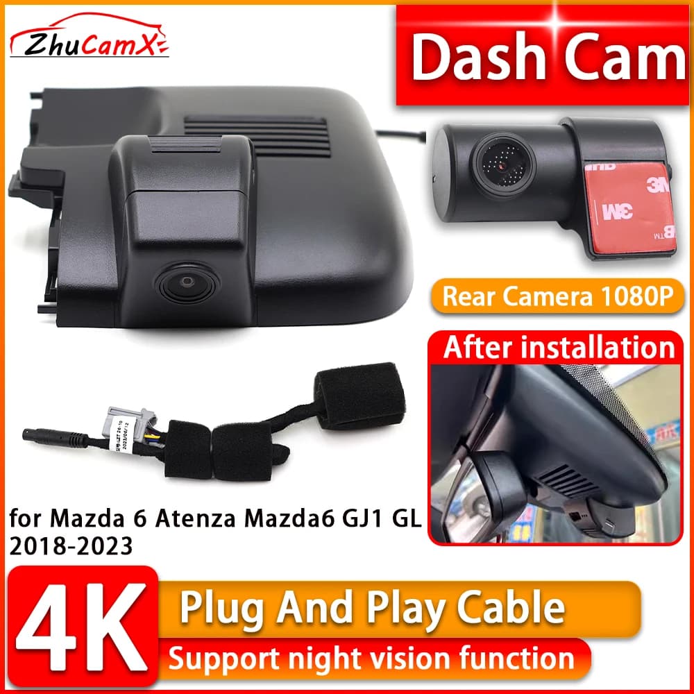 Wiifi 4K Dash Cam for Mazda 6 Atenza Mazda6 GJ1 GL 2018-2023 DVR Front Camera Plug and Play Video Recorder Night Vision