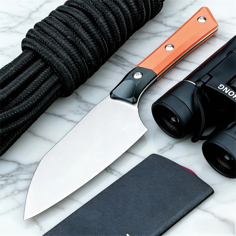 NUOVO Coltello a Lama Fissa D2 con Manico in G10+ Alluminio, Strumento per Campeggio, Caccia e Cucina, Ideale anche come Coltello da Frutta