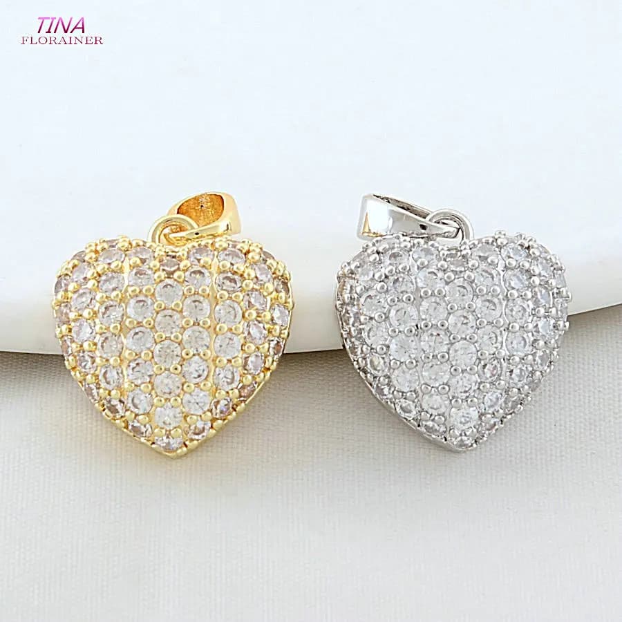 Nuovi Ciondoli e Orecchini in Ottone Placcato Oro 18K con Zirconi a Forma di Cuore, Stella e Sole per Creazione di Gioielli e Accessori