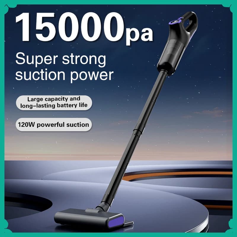 15000PA Wireless Vacuum Cleaner, High Power Suction Cleaning Machine, USB Rechargeable, Portable Vacuum Cleaner for Home