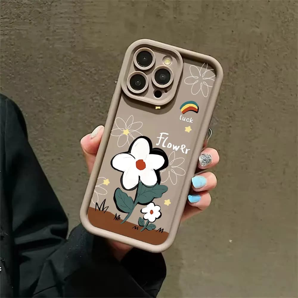 Lucky Cartoon Flower Soft TPU Anti Drop Phone Case For iPhone 17 16 15 14 13 12 11 Pro Xs Max Plus Air Mini XR X 17e 16e Cover