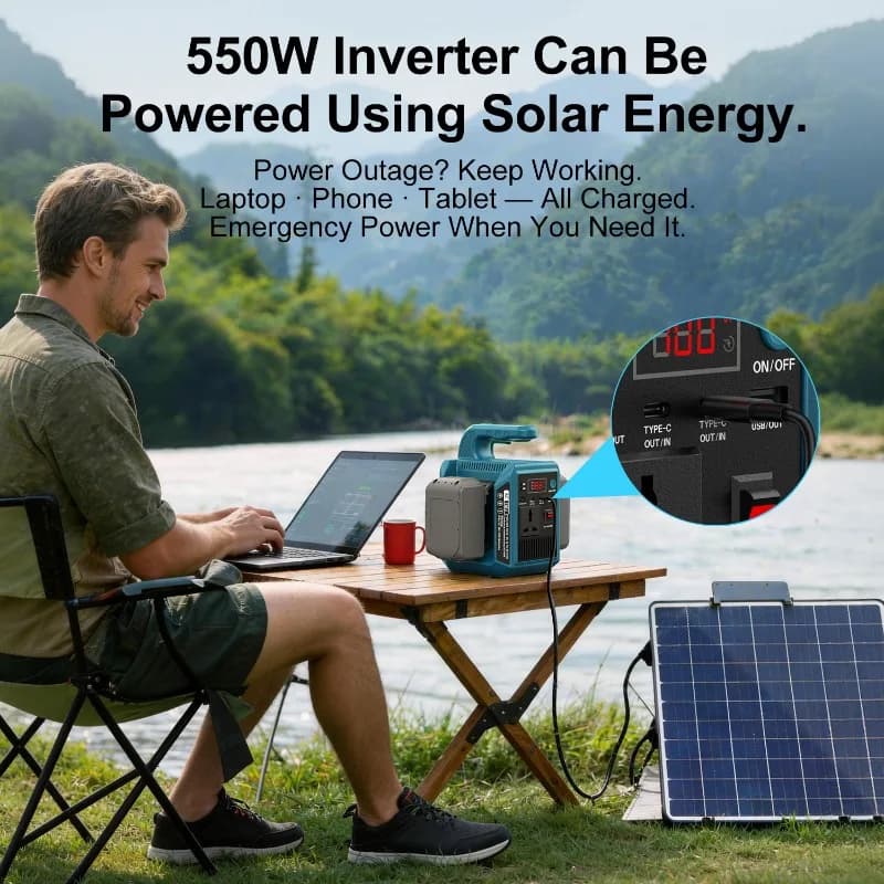 Inverter Intelligente da 18V DC a 110V/220V AC 550W per Batteria Makita 18V, Convertitore di Alimentazione Portatile, Power Bank per Campeggio