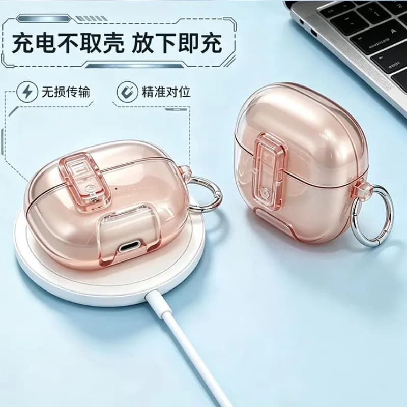 For Shokz OpenDots One E310 Case Phone Stand Luxury Designer Transparent TPU Earclip Secure Lock Cover for E320 with Ring Funda